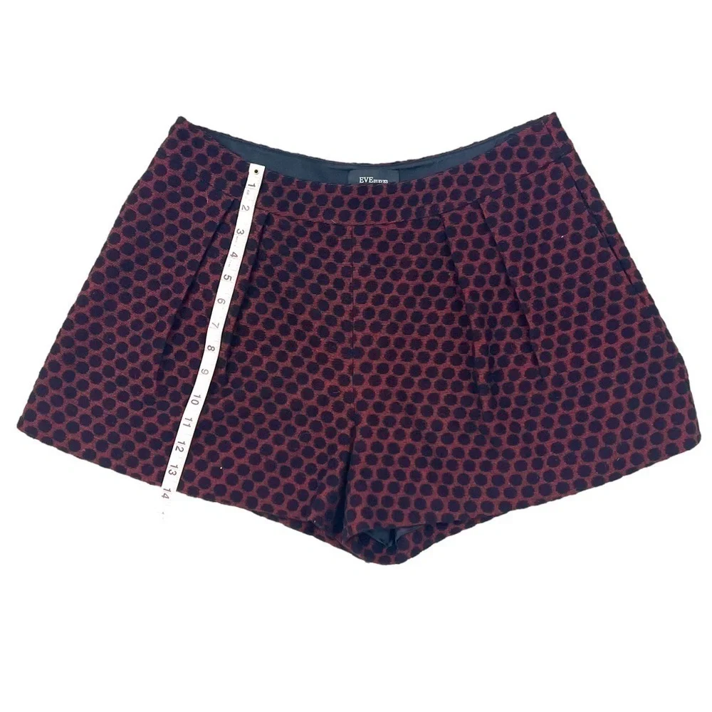 Eve by Eve's Red Black Silk Wool Pleated Shorts Size 8